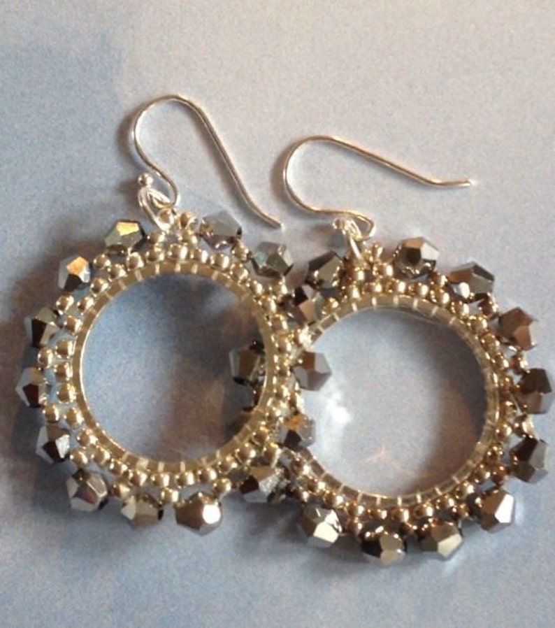 Small Hoop Earrings Silver Crystal Goddess Seed Bead Earrings Etsy