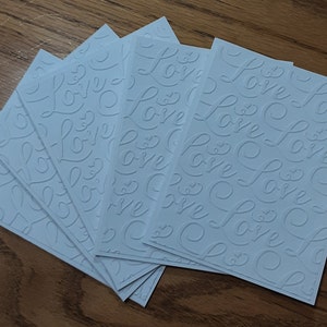 Tarjetas en relieve, Love Script, diseño blanco, juego, hecho a mano, boda, San Valentín