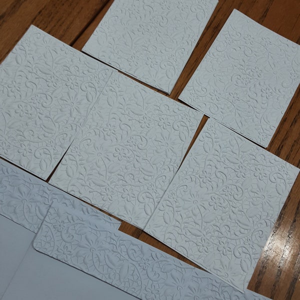 Emboss Cards, Set, 3D Emboss Flowers and Lace white, thank you,  wedding,