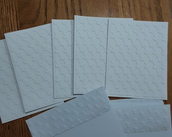 Emboss Cards, Heart Strings, white Greeting cards handmade;  love notes, valentines, anniversary, wedding, bridal shower