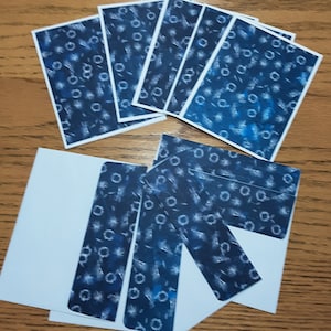 Nature Prints Cards, juego de 5, diseño azul blanco
