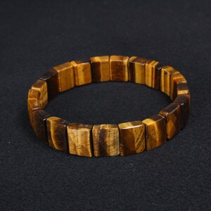 Natuurlijke tijgeroogsteen hand rij gefacetteerde armband vierkante diamanten natuursteen armband elastische lijn armband handgemaakte sieraden