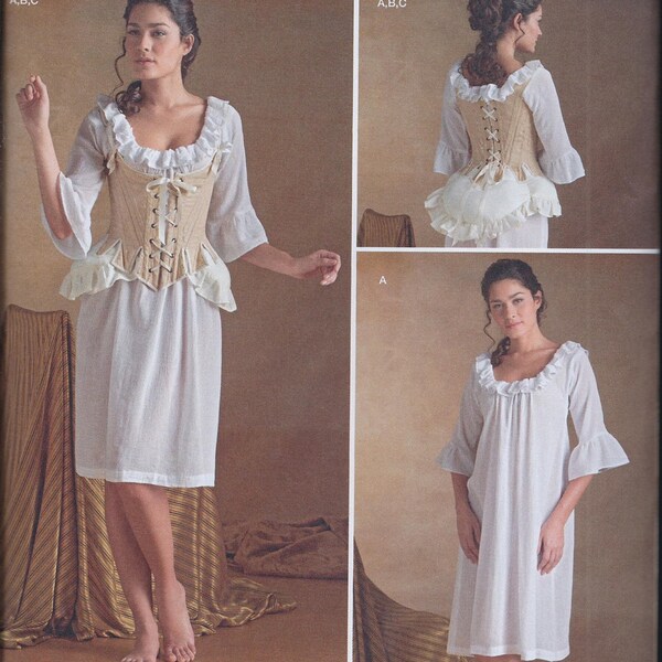 Simplicité 8162 Misses 18th Century Outlander Costume Undergarments Chemise Corset Bum Pad non-cut Sewing Pattern