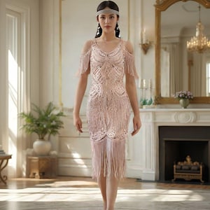 1920s Flapper Gatsby Dress, Handmade Downton Abbey Dress, Vintage Party Dress, Retro Flapper Dress, Art Deco Gatsby Dress, Evening Dress