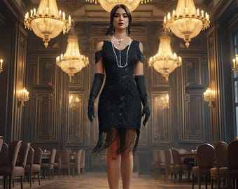 Handmade 1920s Flapper Dress, Art Deco Fringe Sequin Gatsby Party Dress