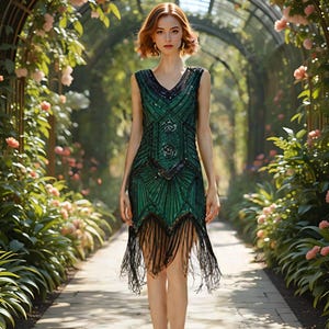 1920s Flapper Gatsby Dress, Vintage Dress, Art Deco, Downton Abbey Dress, Retro Dress, Party Dress,  Handmade Flapper Dress, Evening Dress