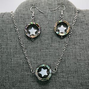 Abalone Shell Star Spinner Necklace and Earring Set