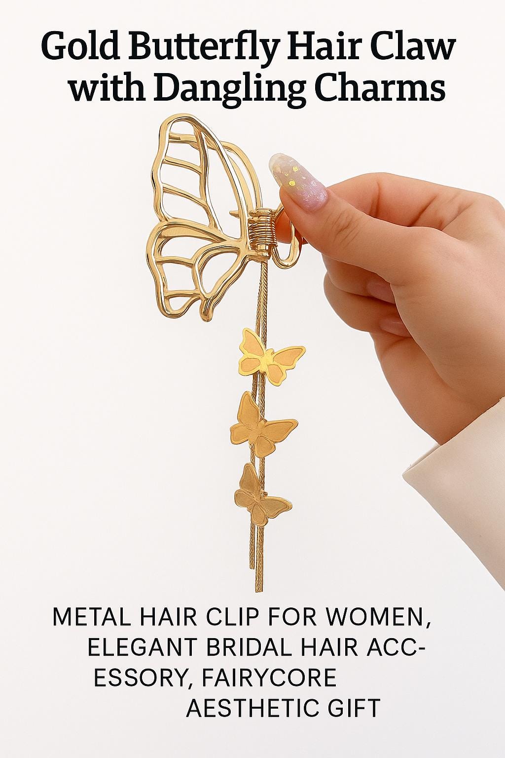 Goldene Schmetterlings-Haarspangen Set - 5 Stück, Metall, Für Hochzeiten & Partys