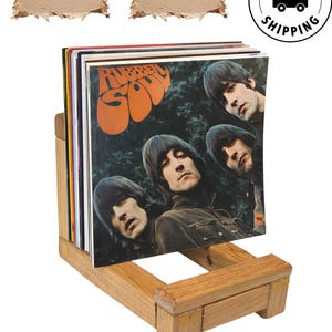 Vinyl Record Storage & Book Stand (Solid Cherry Wood): Handmade Shelf Holder