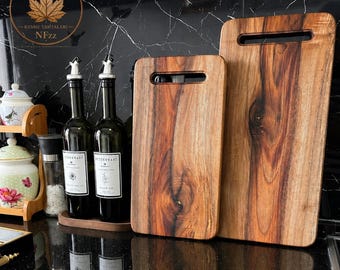 Maple Cutting Board Set of 2 | Solid Wooden Serving & Chopping Board | 42x20 cm- 35x18 cm | Handmade Kitchen Boards