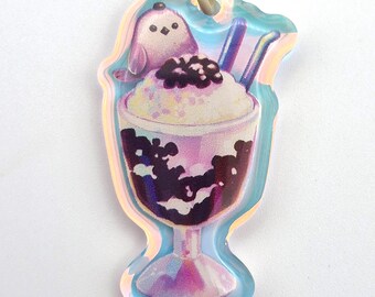 Red Bean Dessert with Bird Friend Mini Keychain Zipper Pull Treats Snack