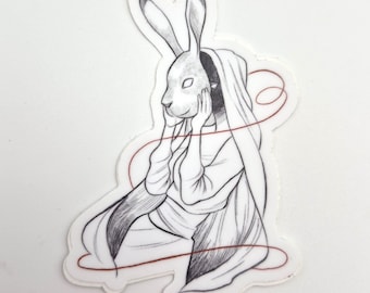 Original Art Sticker Horror Rabbit Mask