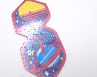 coSmos Universal Cool S SPARKLE sticker Vaporwave space scifi science fiction spaceship planets stars glitter That S Thing
