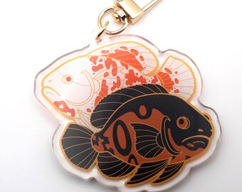 Double Sided Tiger Oscars Keychain Charm 2.5'' Albino FIsh