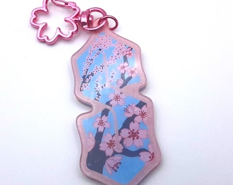 Shimmering Double Sided Sakura Cool S Cherry Blossom Keychain Charm 2.5''