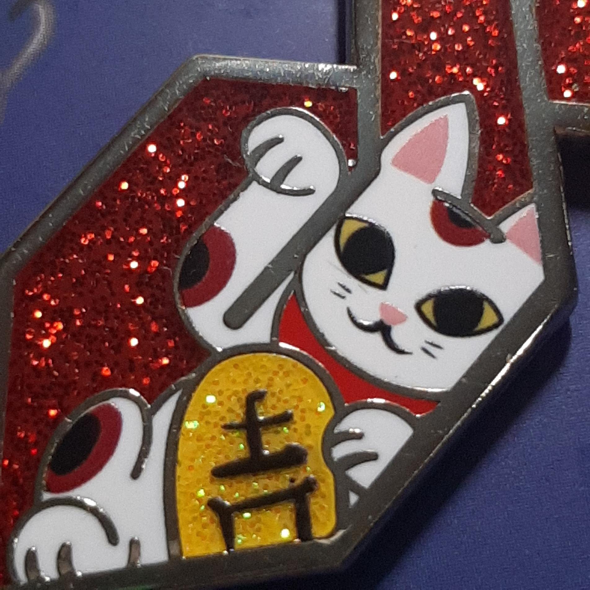 Prosperity - Universal Cool S Enamel Pin Lucky Cat Maneki Neko Glitter ...
