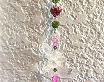Sparkling Strawberry Dreams Beaded Suncatcher gift for mom gifts for grandma