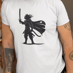 Camiseta unissex de gato guerreiro, camiseta estilosa de gato, camiseta para amantes de felinos, camiseta de guerreiro felino, presente para donos de gatos