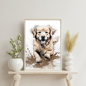 Golden Retriever Wall I Golden retriever Art I Vintage Golden Retriever Puppy Art Print | Wall Art  | Gift for Dog Lovers | PRINTABLE