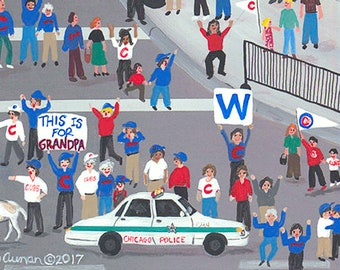 WORLD SERIES CHAMPIONS, Celebration at Wrigley Field Coordinating Art Prints, Wrigleyville, Chicago Illinois, Cubs, 5 Print Choices