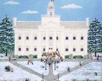 Snowy Old Capitol, Iowa Art, University of Iowa, Iowa City Art