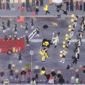 Iowa City, Homecoming Parade, University of Iowa lithograph print unframed or framed image 2