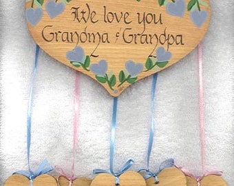 FAMILY HEARTS, Grandma, Grandpa Gift, Grandparents, Personalized Gift, Custom Calligraphy, Family Tree, Mothers' Day