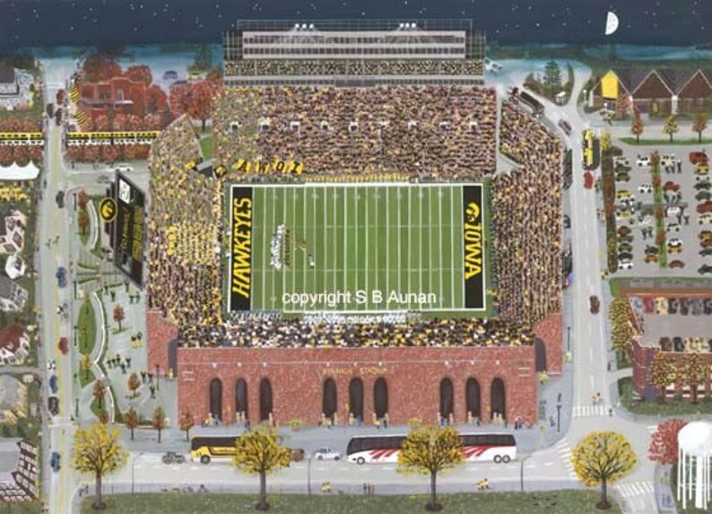 The Big Night Game Kinnick Stadium Lithograph Print Unframed Image 0