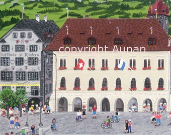 Lucerne Art Prints Switzerland, Lucerne Painting, 6 coordinating print choices