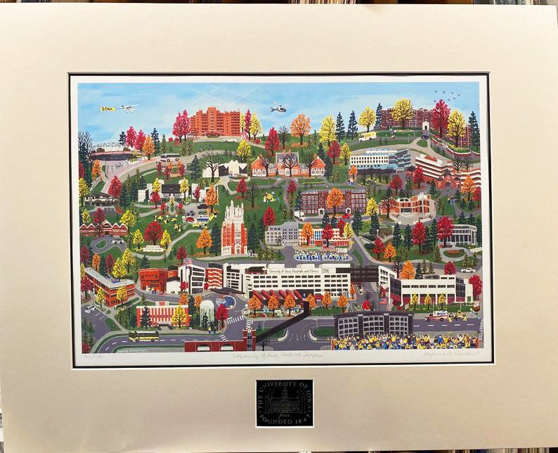 University of Iowa Medical Campus Lithograph Print, Optional Brass Plaque Commemorative Frame image 10