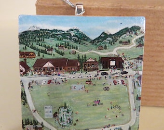 Estes Park, Colorado, YMCA of the Rockies Decoupaged Hanging Ornament or Jewelry