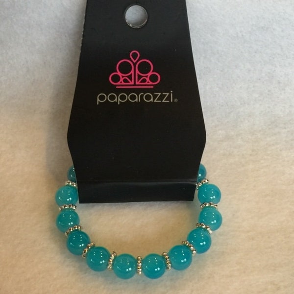 Stretch bracelet blue beads young girls light blue beads and silver beads Paparazzi