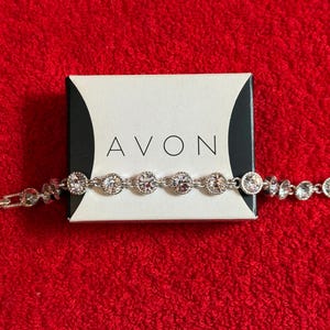 Avon Tennis Bracelet Silver tone 8&quot;  2010 clear rhinestones