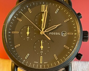 Men's Wristwatch Fossil FS-5504 the Commuter Black Calf-skin