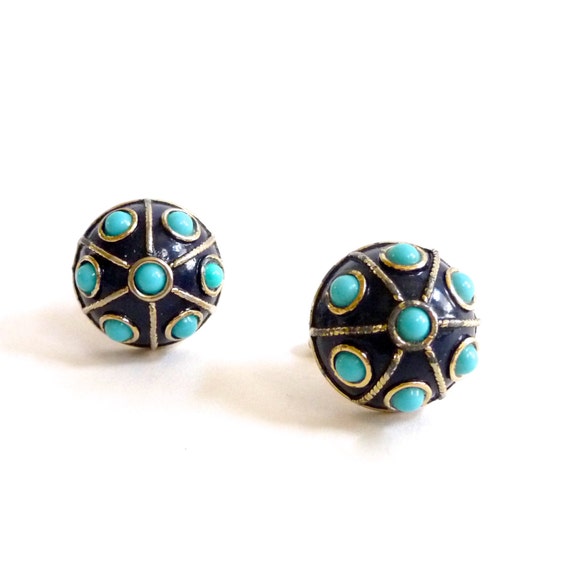 Colorful Vintage Enamel Cufflinks 1960s