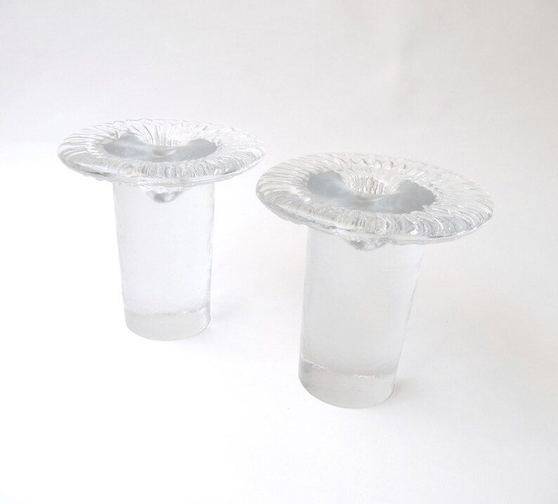 Mid Century Modern Scandinavian Glass Candlesticks Etsy
