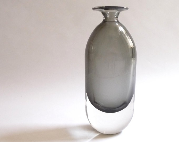 Mid Century Modern Scandinavian Smoked Glass Vase Etsy