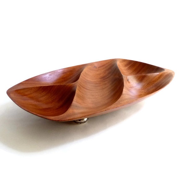 Emil Milan Sculptured African Rosewood Bowl with Sterling Feet