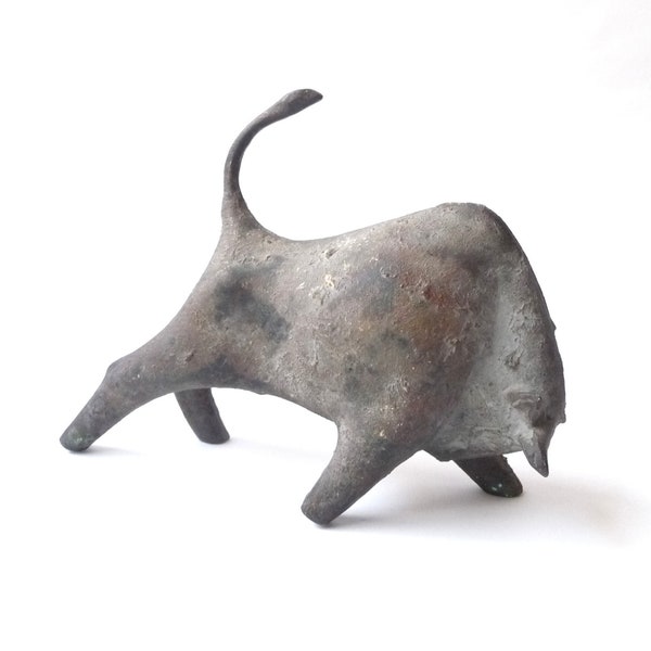 Brutal Modernist Metal Bull Sculpture