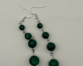Pendientes colgantes de malaquita