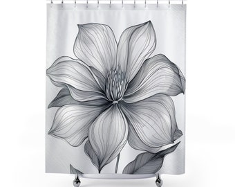 Die Blumenzeichnung Stil Duschvorhänge | Botanische Badezimmer Dekor | 180x74 cm, weißer Hintergrund
