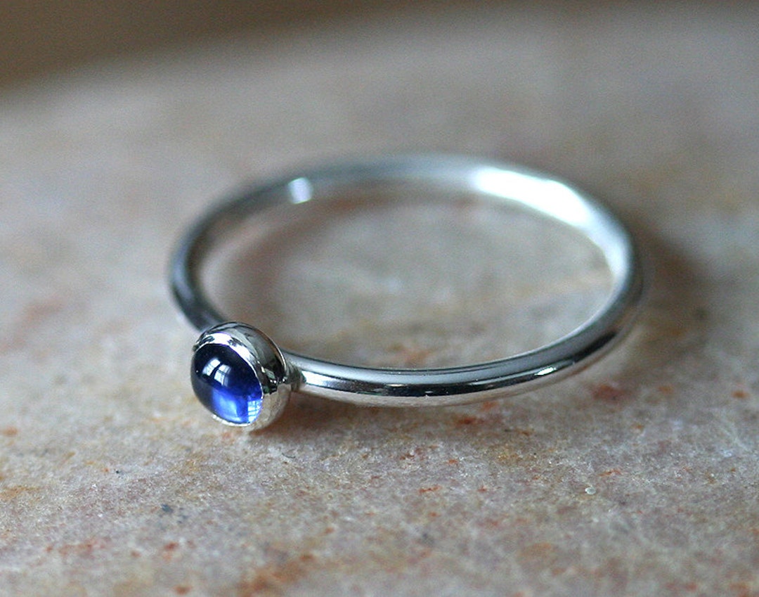 Blue Sapphire Stacking Ring Blue Sapphire Sterling Silver - Etsy
