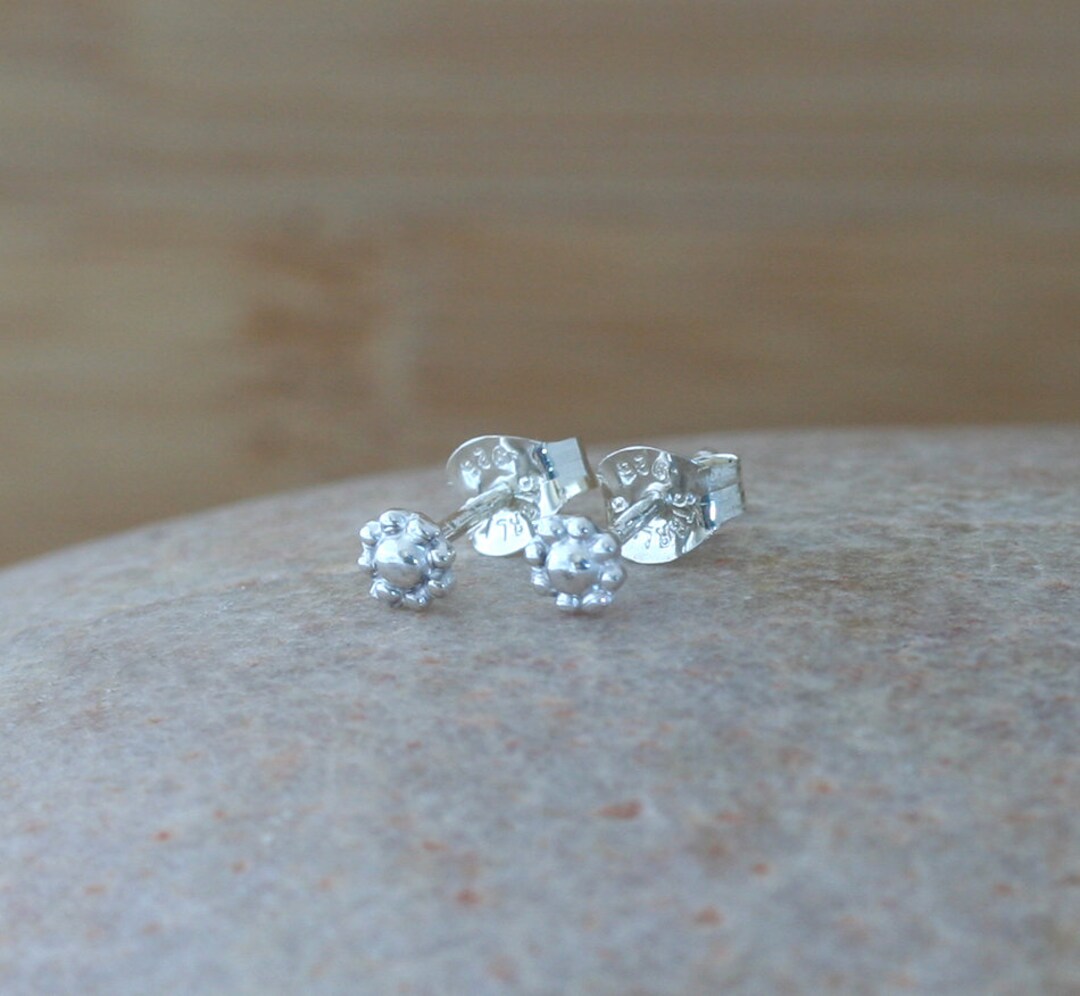 Tiny Daisy Stud Earrings Sterling Silver Small Flower - Etsy