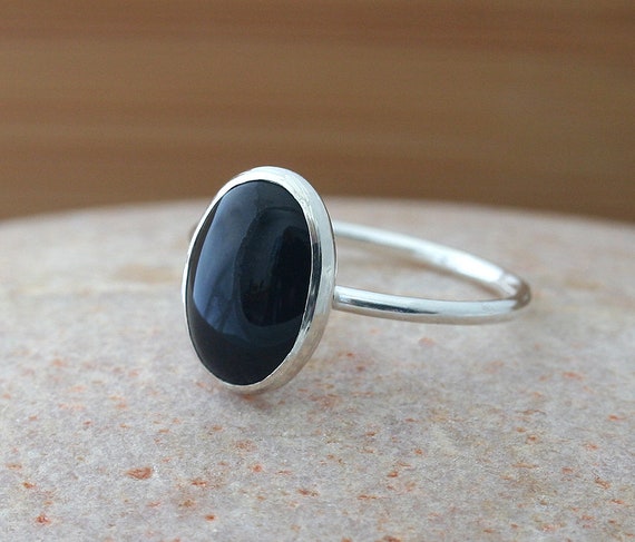 Black Onyx Ring Sterling Silver 10x14 Mm Onyx Silver Ring Etsy