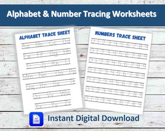 Alphabet and Number Tracing Sheets / Printable PDF Worksheet