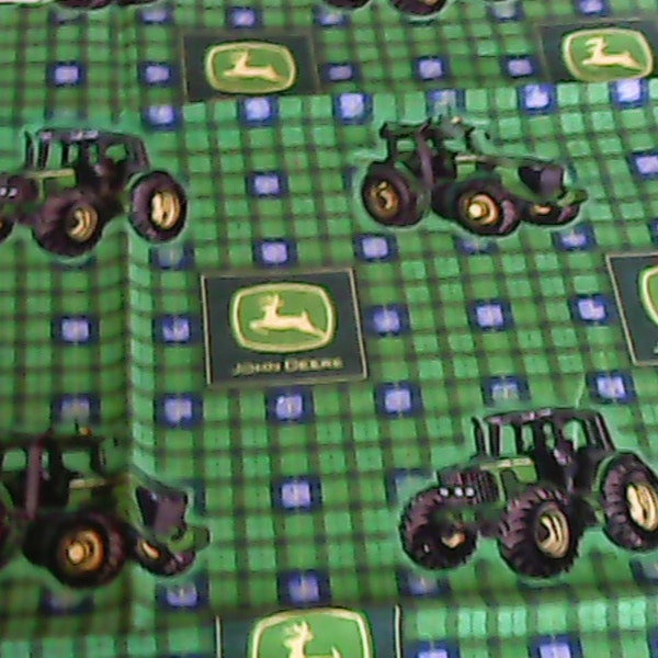 John Deere Plaid Tractors cotton fabric CP23486