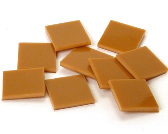 125 Persimmon Orange Opal 1/" Square Fusible 96 Stained Glass Mosaic Tiles