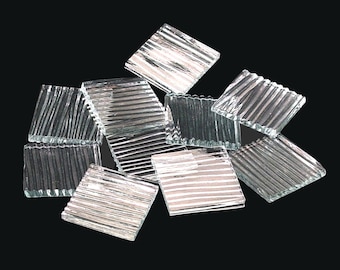 125 Clear Chord Package of 1&quot; Square Hand Cut Glass Shapes | Stained Glass, Mosaic and Fusible 96 coe Glass