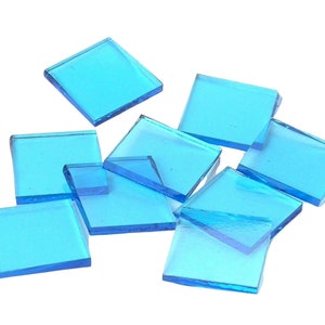 Sky Blue Cathedral Smooth Square Hand Cut Glass Mosaic Tile Shapes | Fusible 96 coe