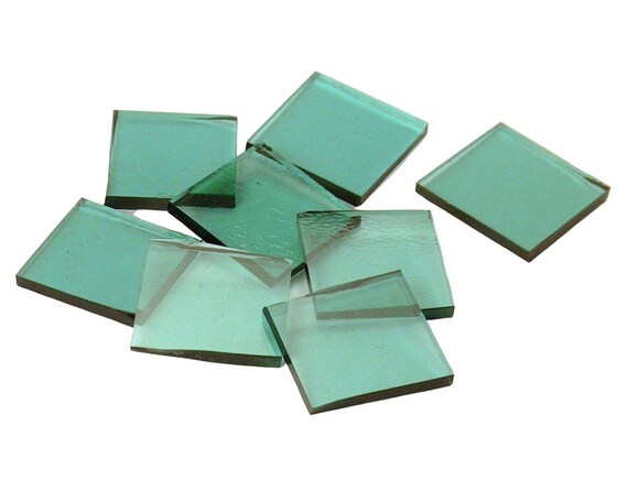 Moss Green Cathedral Rough Rolled Square Hand Cut Glass Mosaic Tile Shapes Fusible 96 coe